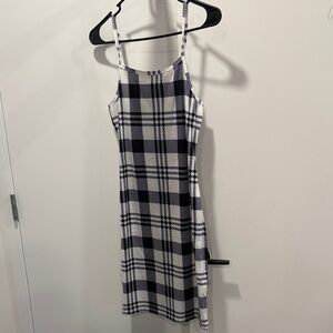 Stylish Black and White Plaid Dress (2 piece set)
